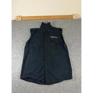 Harley Davidson Sleeveless Black Button Up Shirt Vest Tank Top Medium